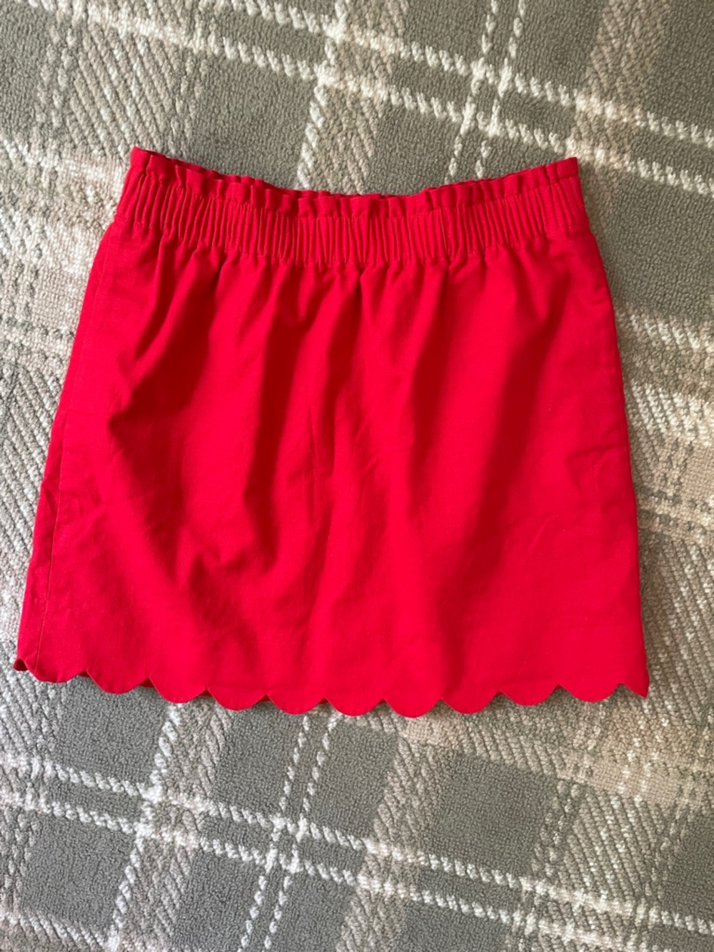J.Crew linen cotton blend red scallop sidewalk skirt 10